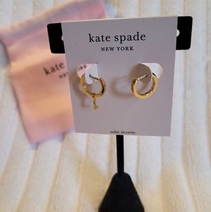 Kate Spade New York Initial Charm & Pavé Mismatch Huggie Hoop Earrings - L NEW!